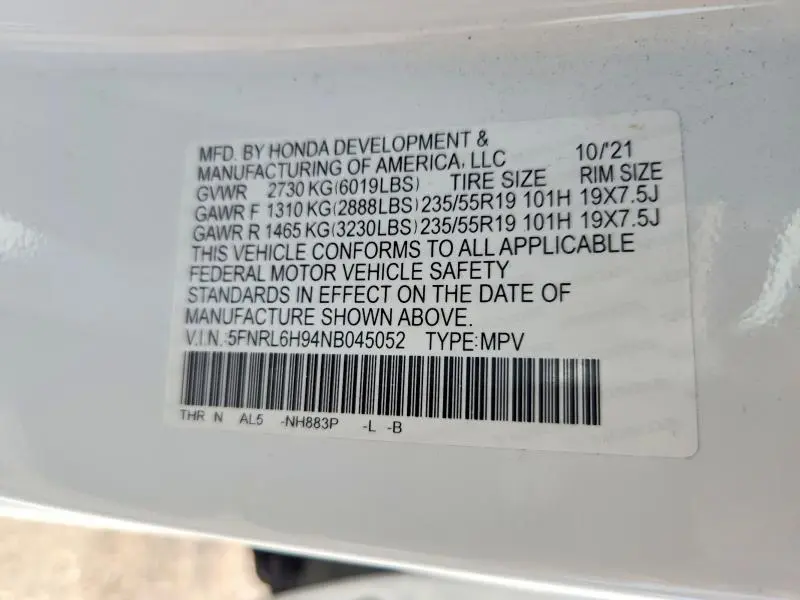 2022 HONDA ODYSSEY ELITE  