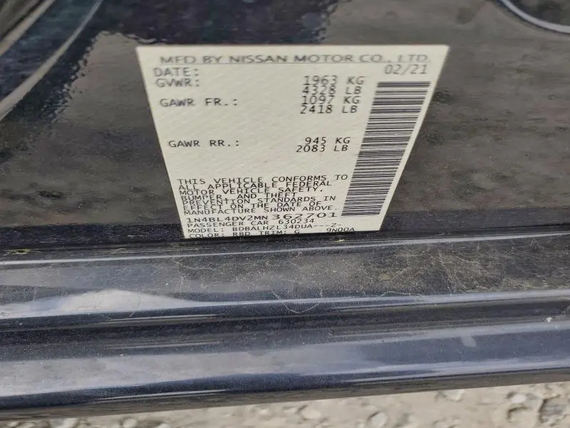 2021 NISSAN ALTIMA SV  