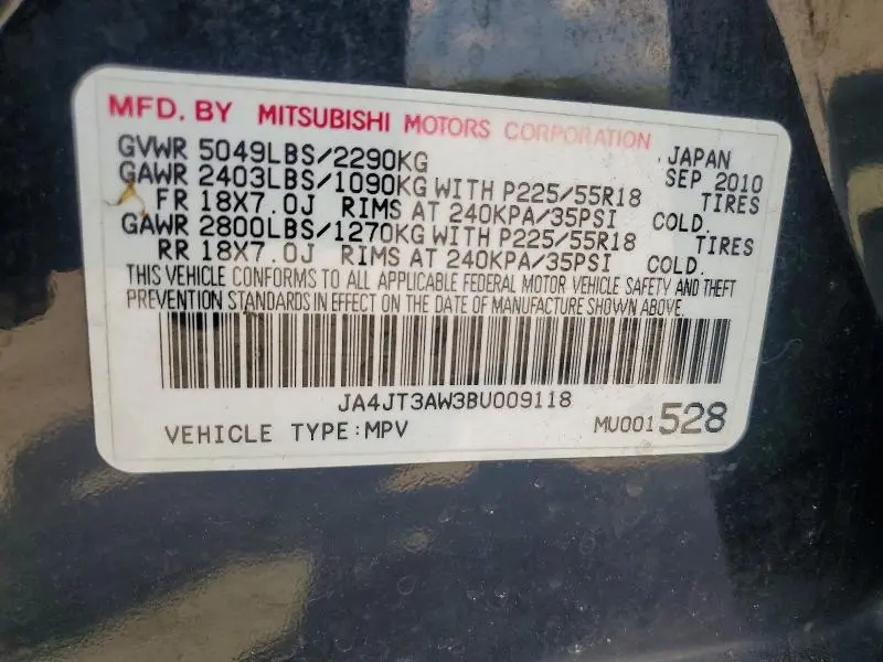 2011 MITSUBISHI OUTLANDER SE  