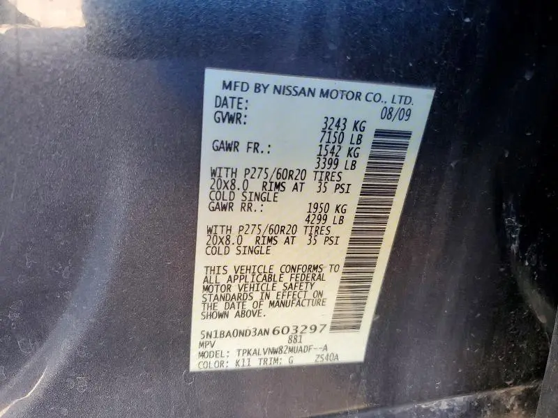 2010 NISSAN ARMADA SE  