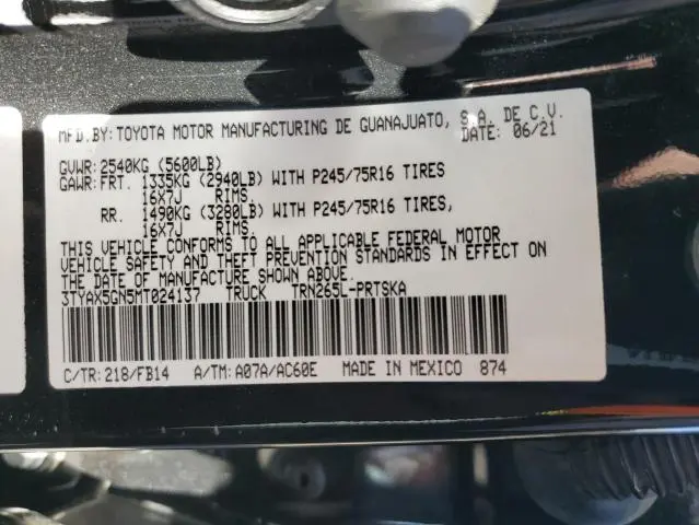 2021 TOYOTA TACOMA DOUBLE CAB  