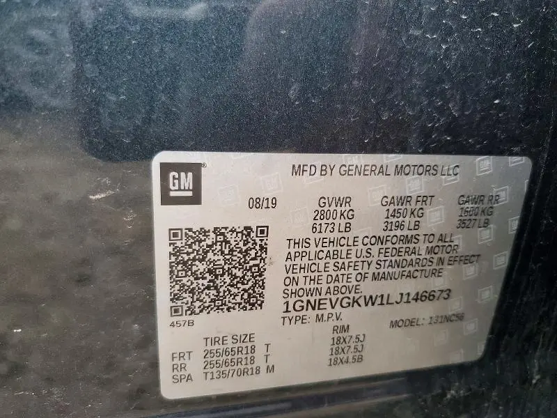 2020 CHEVROLET TRAVERSE LT  