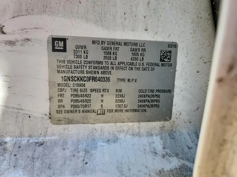 2015 CHEVROLET SUBURBAN C1500 LTZ  