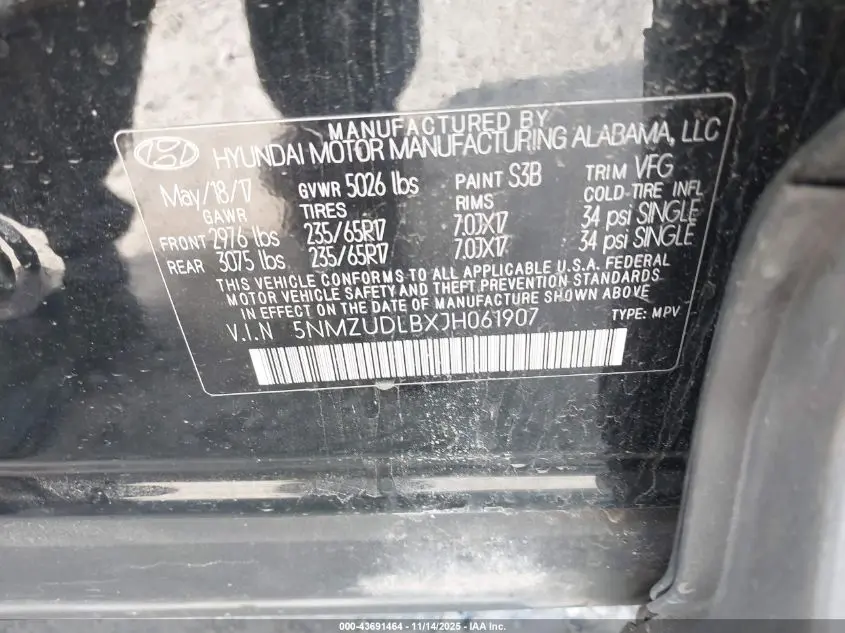 2018 HYUNDAI SANTA FE SPORT 2.4L