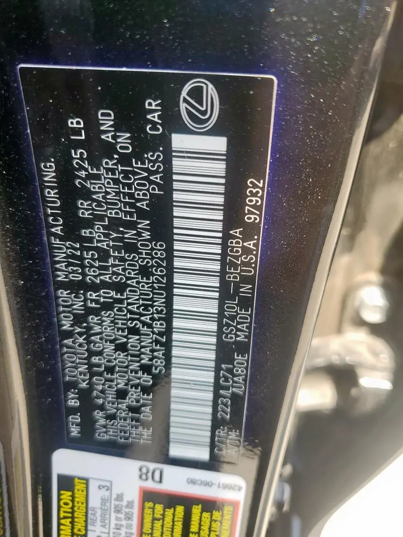 2022 LEXUS ES 350 BASE  