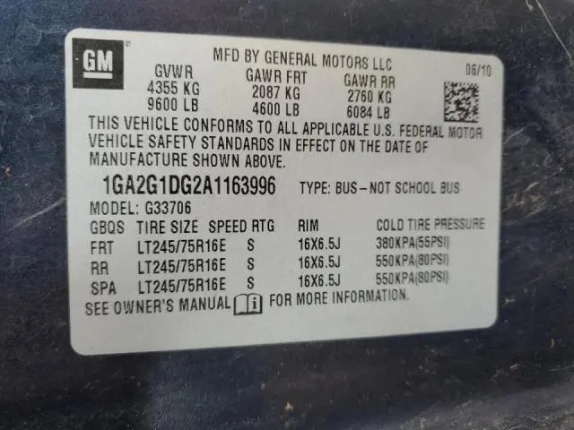 2010 CHEVROLET EXPRESS G3500 LT  