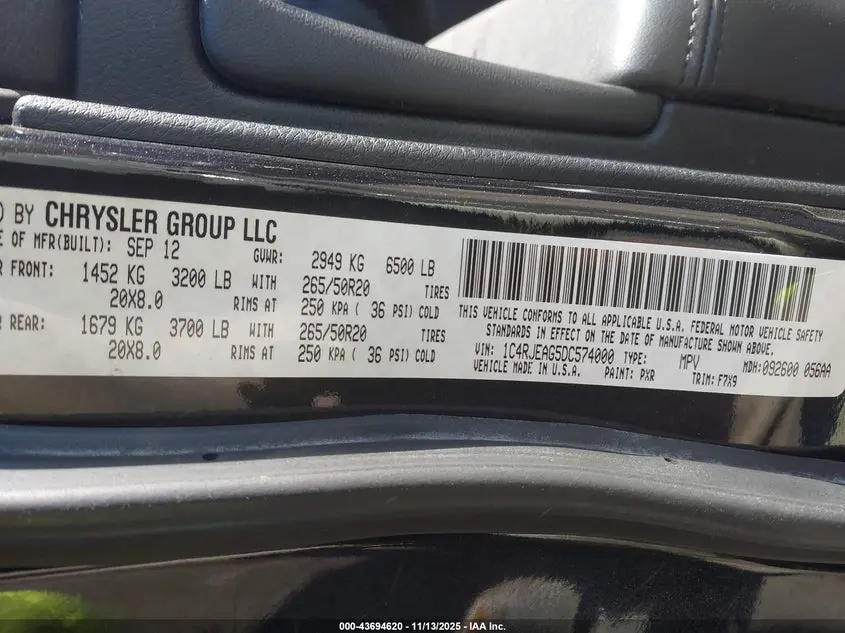 2013 JEEP GRAND CHEROKEE LAREDO