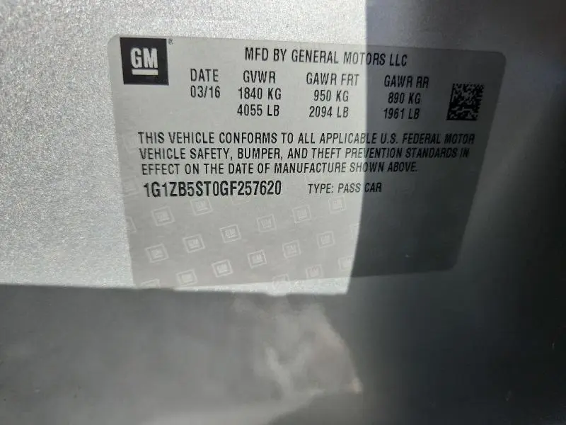 2016 CHEVROLET MALIBU LS  
