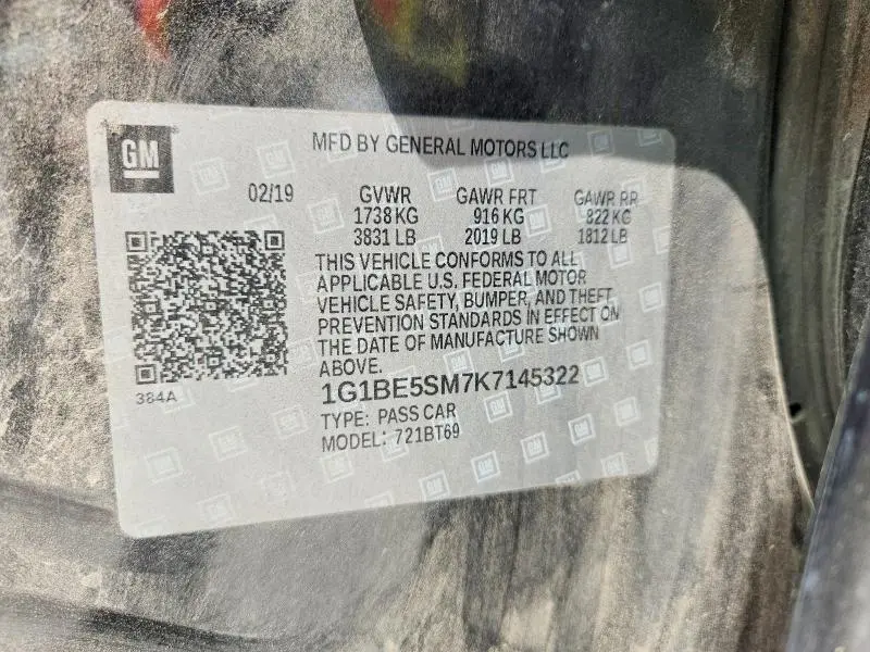 2019 CHEVROLET CRUZE LT  