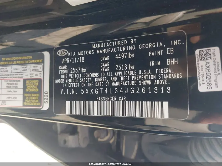 2018 KIA OPTIMA LX
