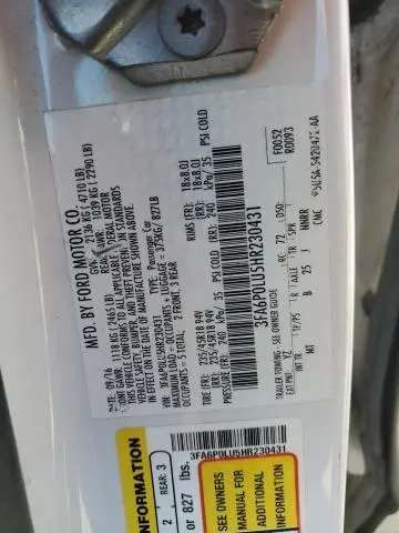 2017 FORD FUSION SE HYBRID  