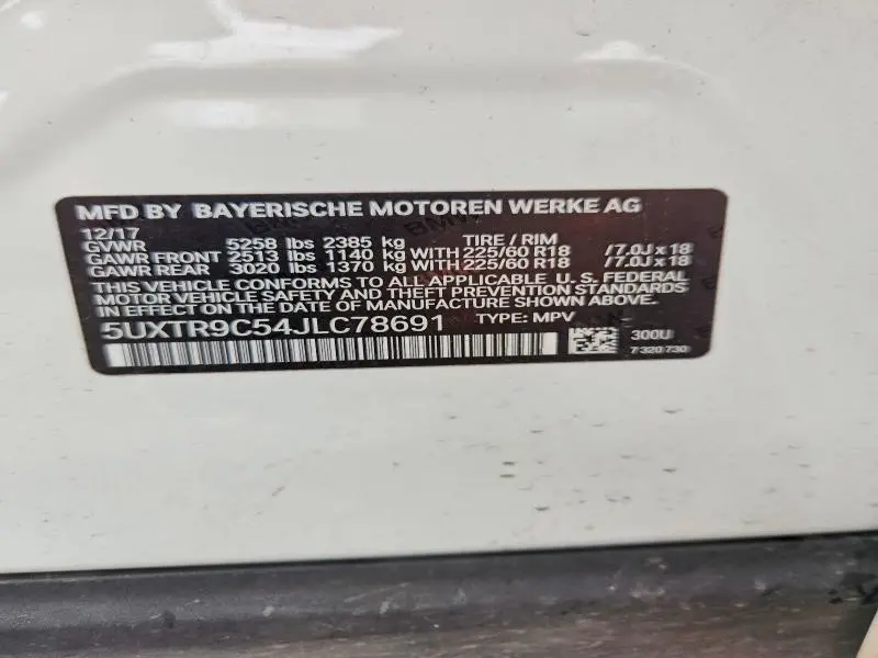 2018 BMW X3 XDRIVE30I  