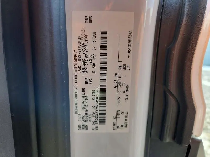 2019 FORD TRANSIT T-350  