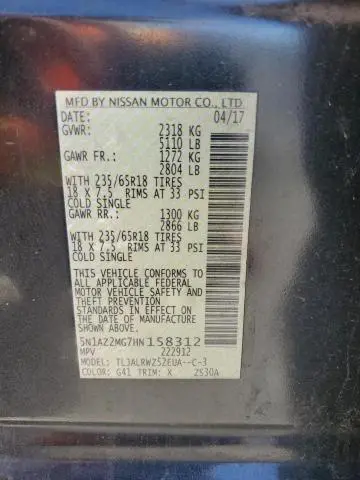 2017 NISSAN MURANO S  