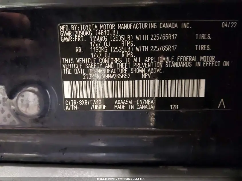 2022 TOYOTA RAV4 XLE