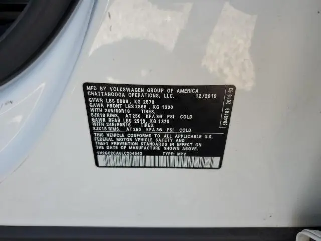 2020 VOLKSWAGEN ATLAS CROSS SPORT S  