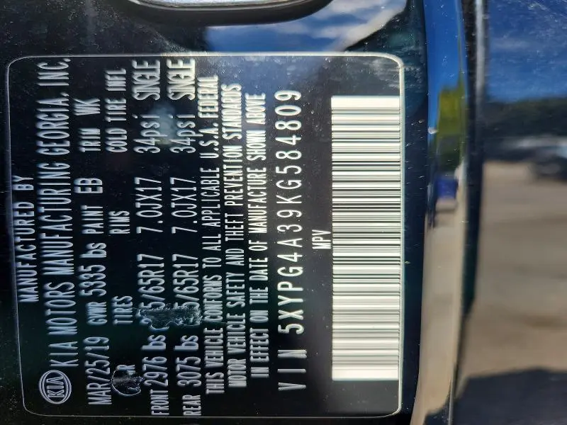 2019 KIA SORENTO L  