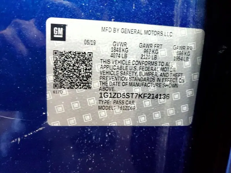 2019 CHEVROLET MALIBU LT  