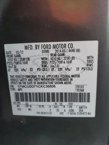 2012 FORD ESCAPE XLT  