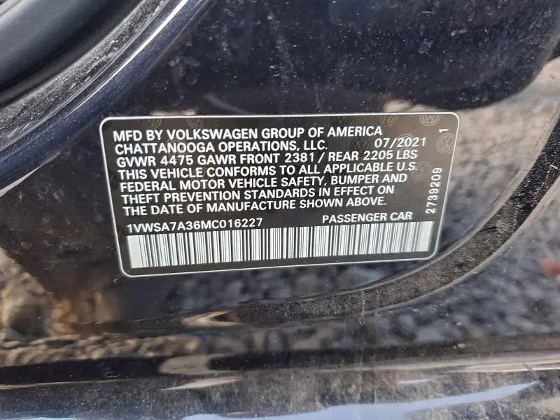 2021 VOLKSWAGEN PASSAT SE  