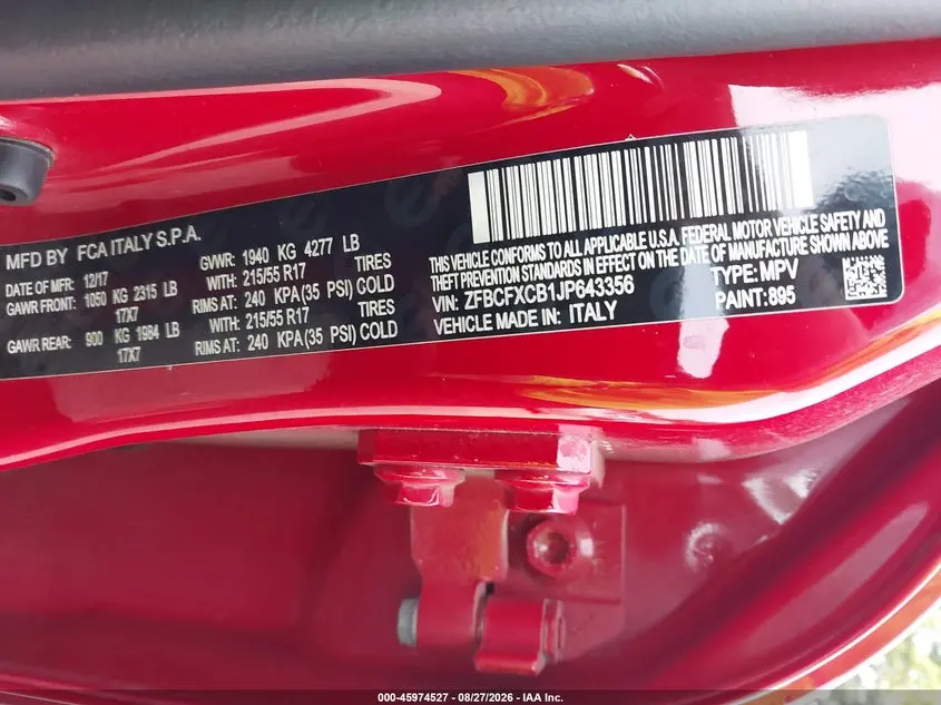 2018 FIAT 500X TREKKING FWD