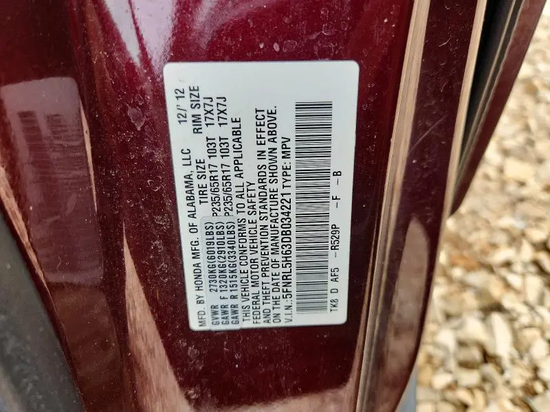 2013 HONDA ODYSSEY EXL  