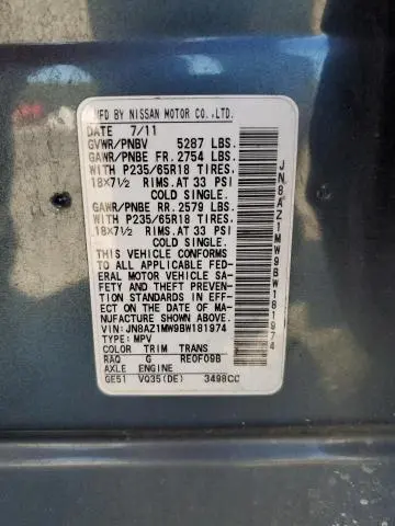 2011 NISSAN MURANO S  