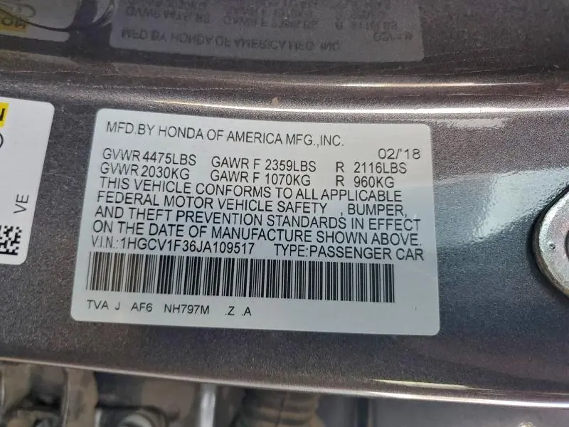 2018 HONDA ACCORD SPORT  