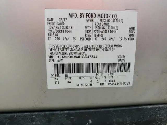 2017 FORD EXPLORER XLT  