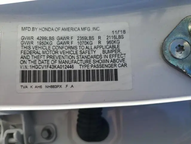 2019 HONDA ACCORD EX  