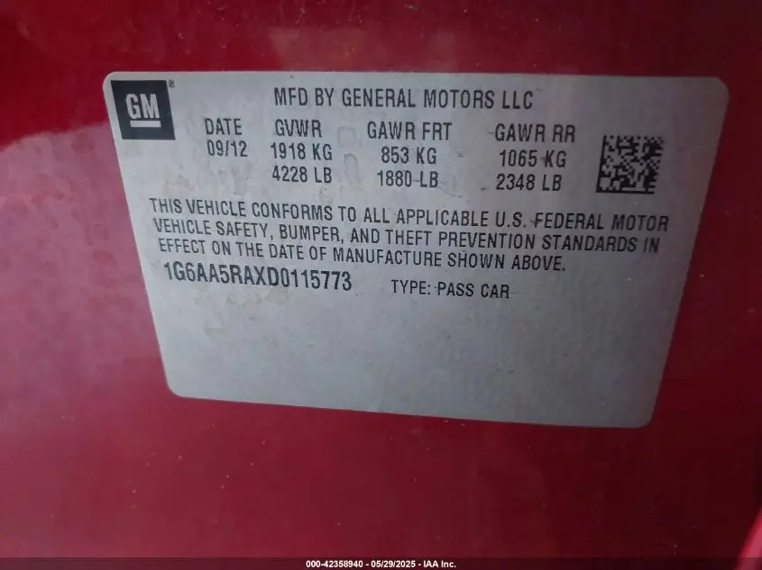 2013 CADILLAC ATS STANDARD