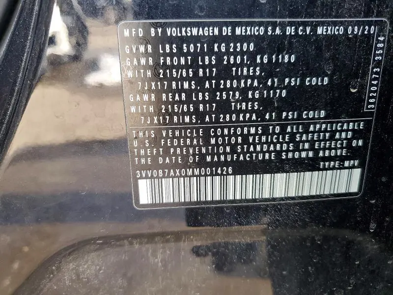 2021 VOLKSWAGEN TIGUAN S  