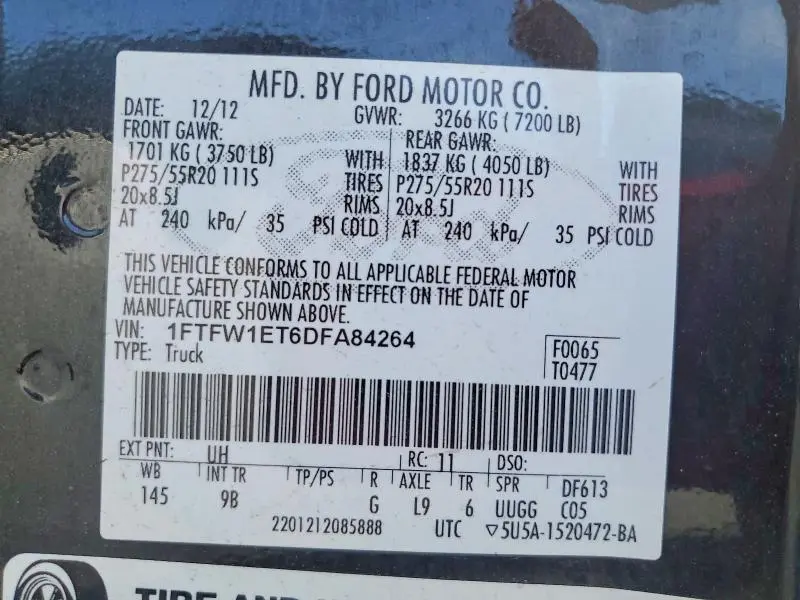 2013 FORD F150 SUPERCREW  
