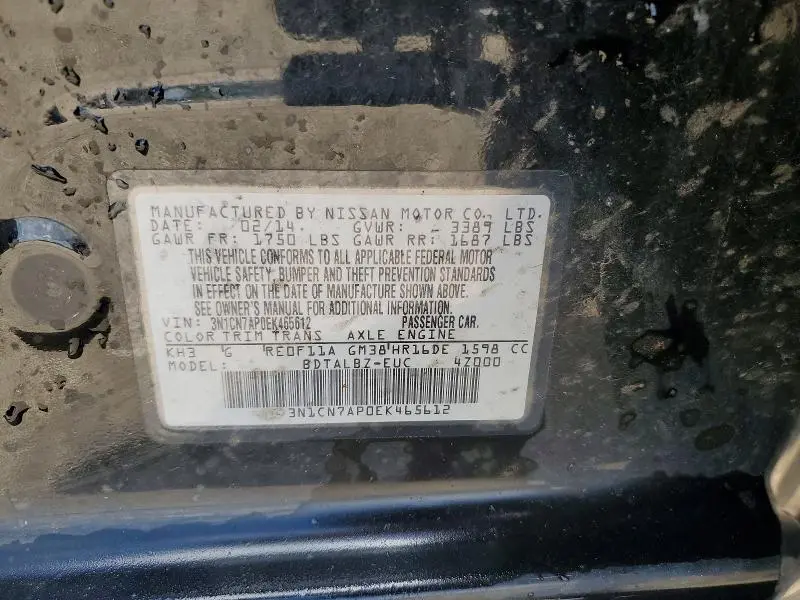 2014 NISSAN VERSA 1.6 SV  