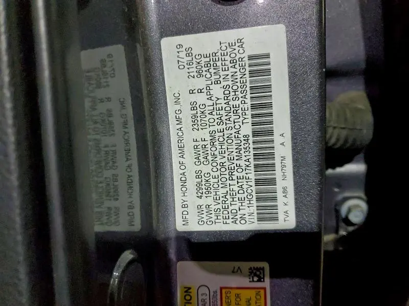 2019 HONDA ACCORD LX  