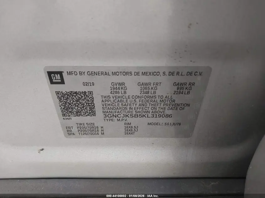 2019 CHEVROLET TRAX LS