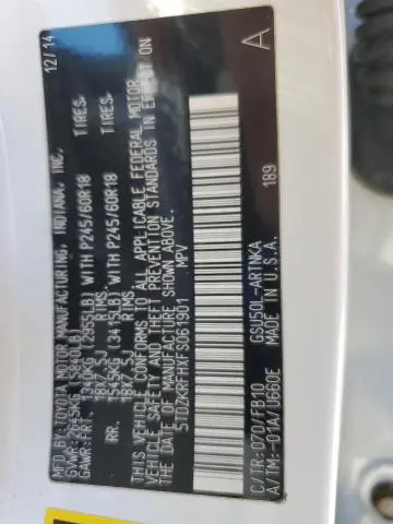 2015 TOYOTA HIGHLANDER LE  