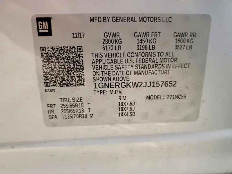 2018 CHEVROLET TRAVERSE LT  