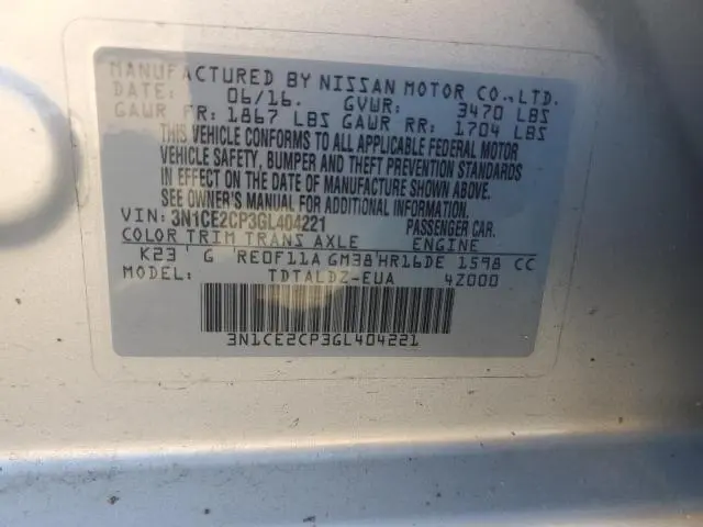 2016 NISSAN VERSA NOTE S  