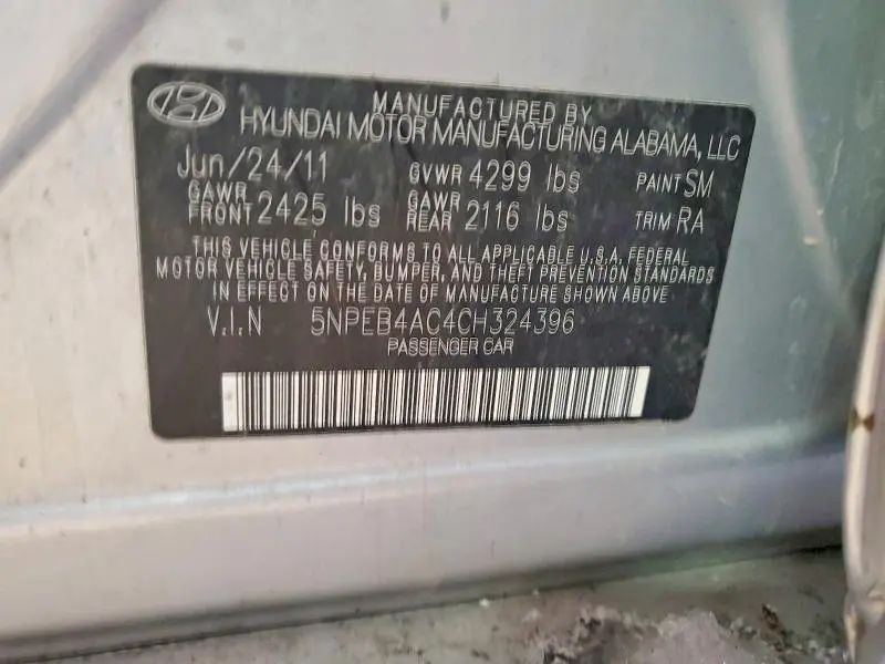 2012 HYUNDAI SONATA GLS  