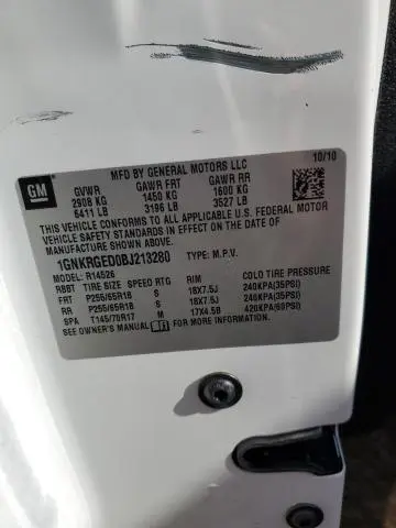 2011 CHEVROLET TRAVERSE LT  