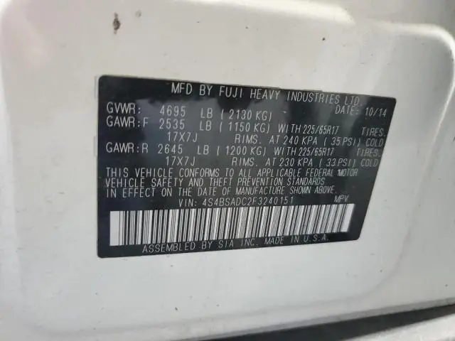 2015 SUBARU OUTBACK 2.5I PREMIUM  