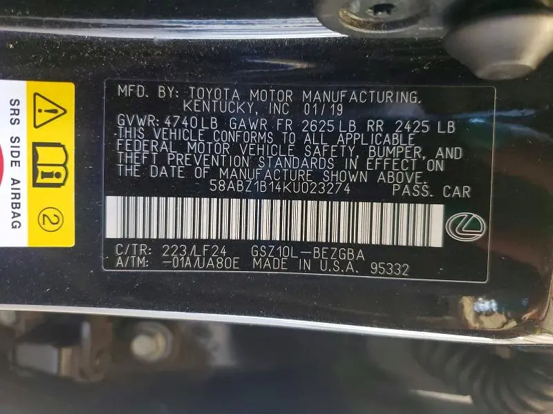 2019 LEXUS ES 350  
