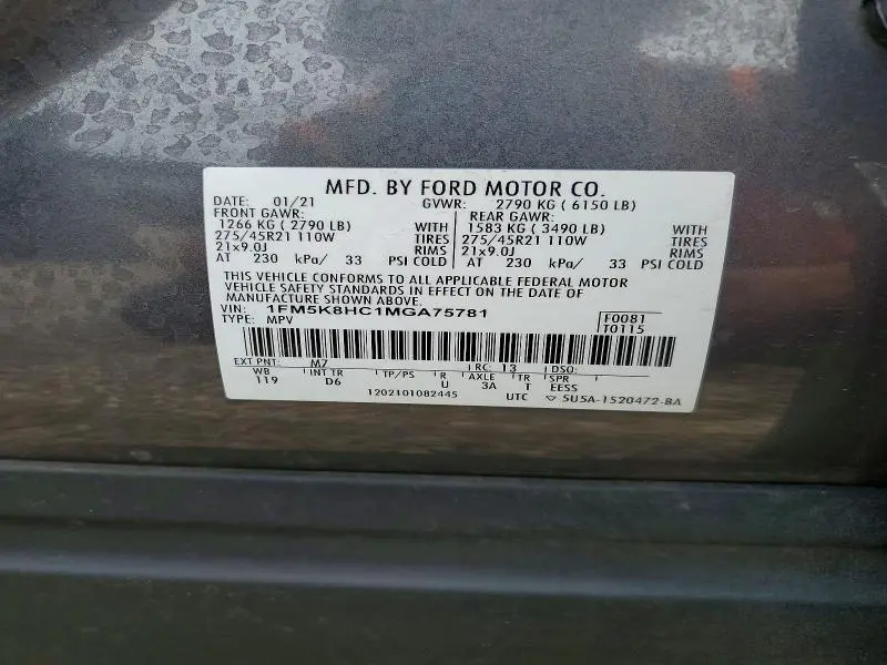 2021 FORD EXPLORER PLATINUM  