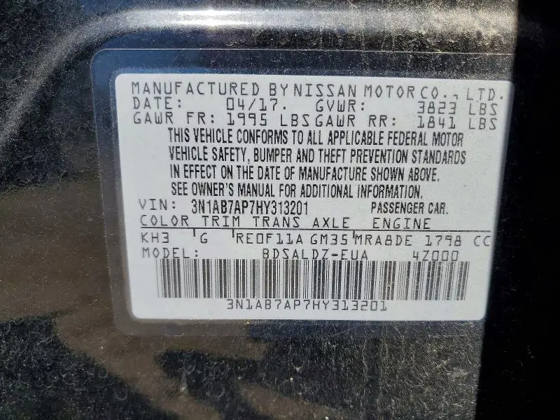 2017 NISSAN SENTRA SV  