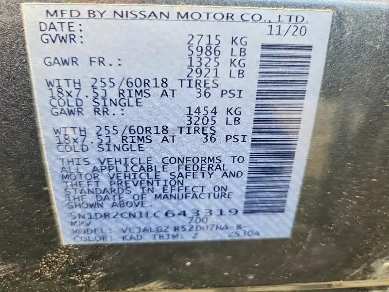 2020 NISSAN PATHFINDER SL  