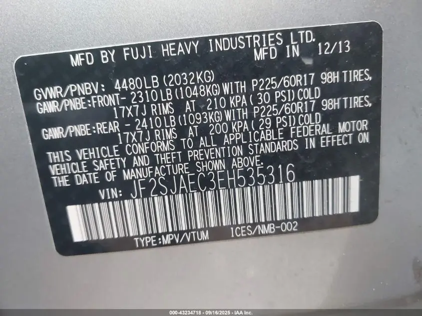 2014 SUBARU FORESTER 2.5I PREMIUM