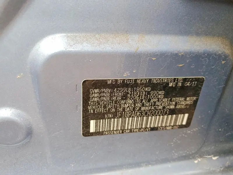 2012 SUBARU IMPREZA PREMIUM  