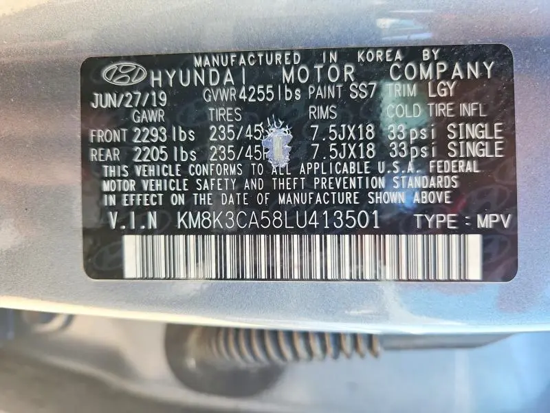 2020 HYUNDAI KONA LIMITED  