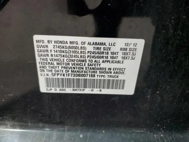 2013 HONDA RIDGELINE SPORT  